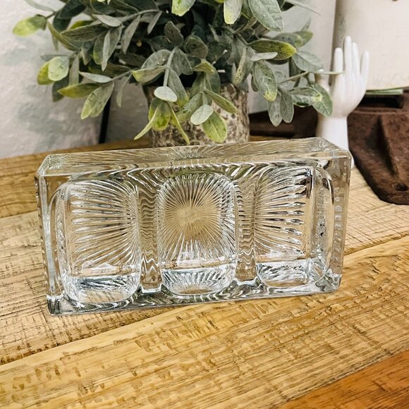 Antique Manganese depression glass triple ink well - Picture 5 of 12